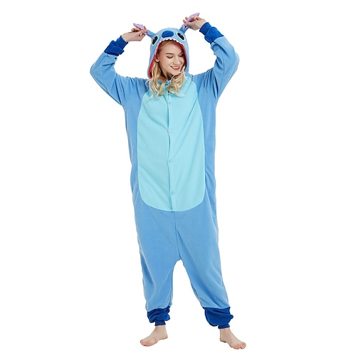 

Adults' Kigurumi Pajamas Cartoon Blue Monster Animal Onesie Pajamas Charm Funny Costume polyester fibre Cosplay For Men's Women's Men and Women Halloween Animal Sleepwear Cartoon
