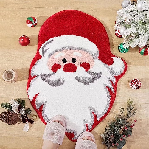 

Kaschmir-Weihnachts-Bodenmatte, rutschfeste Eingangsmatte, Weihnachts-Bodenmatte, roter Teppich für Haushalt, Schlafzimmer, Wohnzimmer, vor der Tür