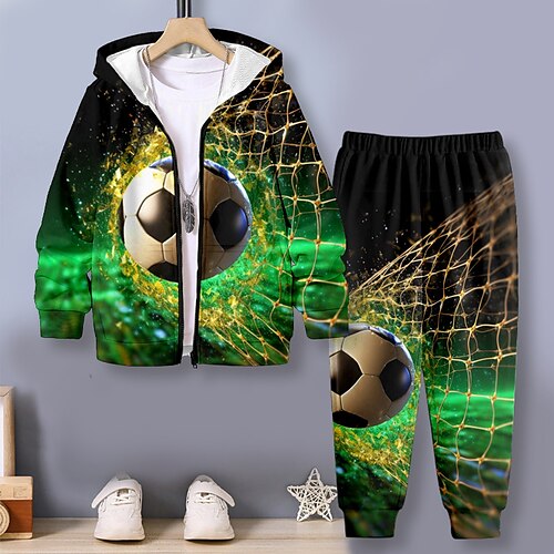 

Garçon 3D Football Sweat à capuche Pantalon Set manche longue 3D effet Automne Hiver Actif Mode Frais Polyester Enfants 3-12 ans Extérieur Plein Air Vacances Standard