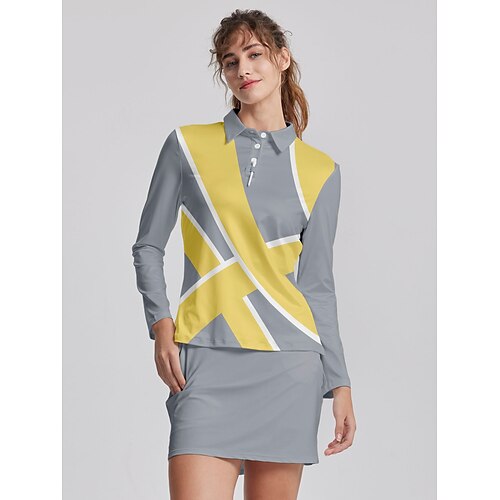 

Mujer Camisas de polo Camiseta de golf Polo con botones Transpirable Secado rápido Dispersor de humedad Manga Larga Ropa de golf ropa de golf Ajuste regular Impreso Primavera Otoño Tenis Golf