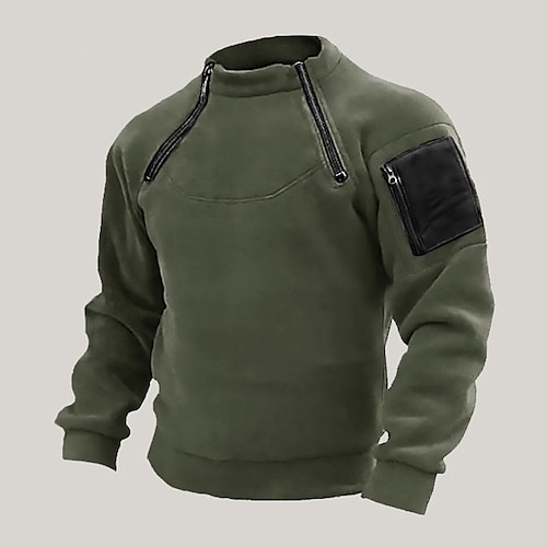 

Herren Sweatshirt Pullover Taktisch Armeegrün Stehkragen Glatt Zip Tasche Sport Natur Täglich Festtage Basic Brautkleider schlicht Taktisch Frühling Herbst Bekleidung Kapuzenpullover Sweatshirts