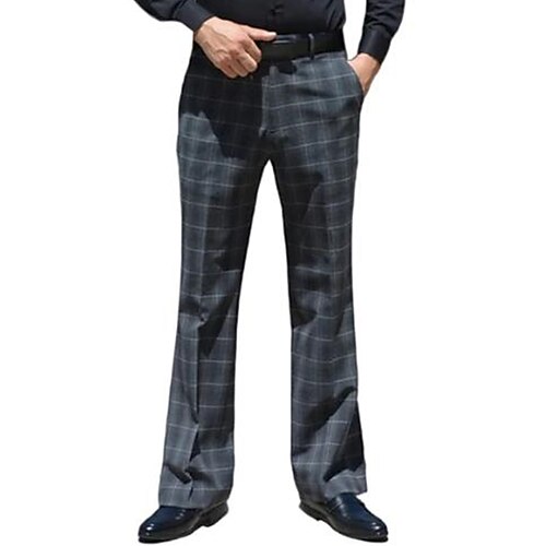 

Herren Anzughosen Ausgestellte Hosen Hose Hosen Anzughose Bedruckt Taste Tasche Plaid Komfort Atmungsaktiv Outdoor Täglich Ausgehen Modisch Brautkleider schlicht Hellgrau Dunkelgray