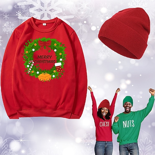 

Navidad Papá Noel Sombreros Suéter de navidad Sudadera Estampado Gráfico Cima Sombrero Para Hombre Mujer Unisexo Adulto Estampado en caliente 100% Poliéster Fiesta Festival