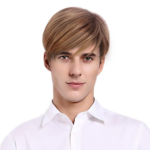 

perruques blondes pour hommes perruques courtes et droites pour hommes perruque de cheveux synthétiques naturels pour homme hommes gars cosplay anime costume de fête anime perruque pour hommes