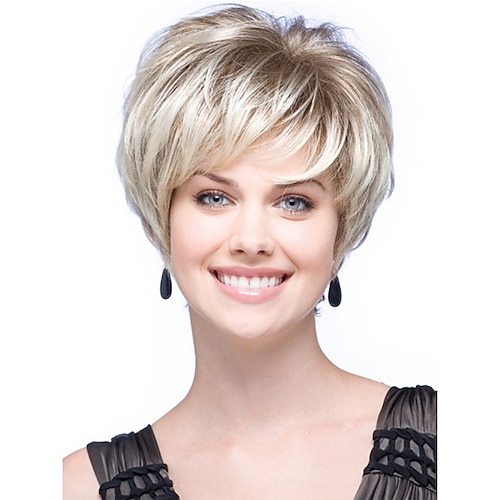 

Synthetic Wig Straight With Bangs Machine Made Wig Short A1 Synthetic Hair Women's Soft Party Easy to Carry Blonde Brown Multi-color