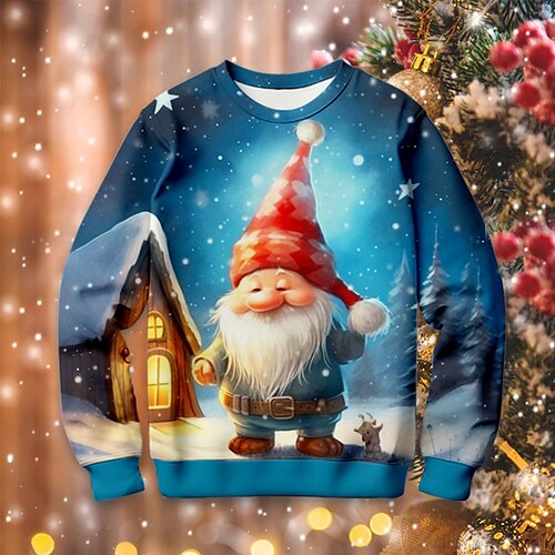 

Christmas Boys 3D Santa Claus Sweatshirt Pullover Long Sleeve 3D Print Fall Winter Fashion Streetwear Cool Polyester Kids 3-12 Years Outdoor Casual Daily Regular Fit