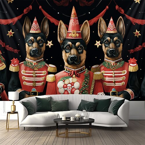 

Weihnachten Deutscher Schäferhund Wandteppich zum Aufhängen, Wandkunst, großer Wandteppich, Wanddekoration, Fotografie, Hintergrund, Decke, Vorhang, Zuhause, Schlafzimmer, Wohnzimmer, Dekoration