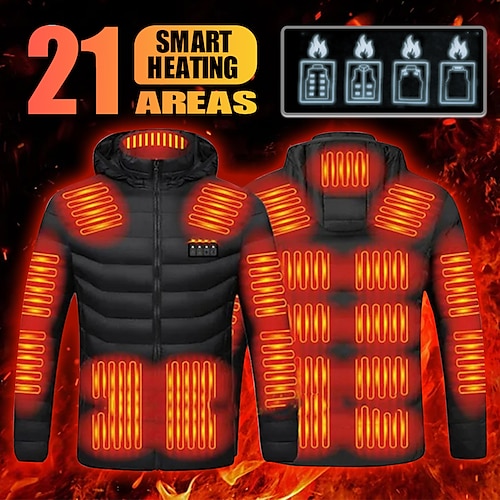 

21/9/4 Areas Heated Jacket For Men Women USB Electric Heating Jackets Winter Outdoor Warm Sports Thermal Parka Coat Vest for Hunting Hiking Camping Fishing