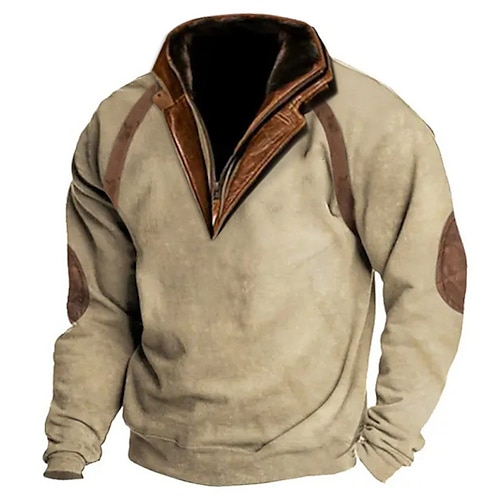 

Herren Sweatshirt Pullover Sweatshirt mit Viertelreißverschluss Schwarz Blau Khaki Grau Stehkragen Farbblock Patchwork Sport Natur Täglich Festtage Strassenmode Basic Brautkleider schlicht Frühling