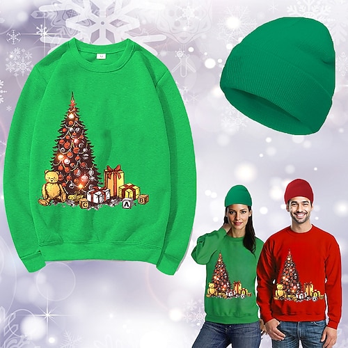 

Christmas Christmas Trees Hat Ugly Christmas Sweater / Sweatshirt Sweatshirt Print Graphic Top Hat For Men's Women's Unisex Adults' Hot Stamping 100% Polyester Party Festival