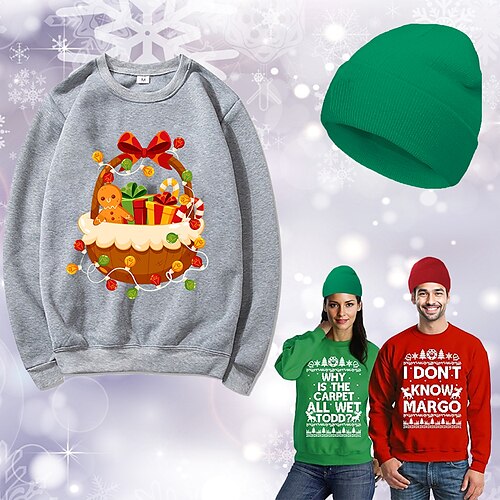 

Navidad Papá Noel Sombreros Suéter de navidad Sudadera Estampado Gráfico Cima Sombrero Para Hombre Mujer Unisexo Adulto Estampado en caliente 100% Poliéster Fiesta Festival