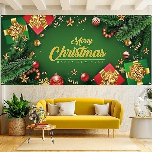 

Weihnachten Outdoor Garagentor Abdeckung Weihnachten Tür Banner Geschenke dekorative große Tür Wandbild Weihnachten Hintergrund Dekoration für Ferienhaus Wanddekorationen