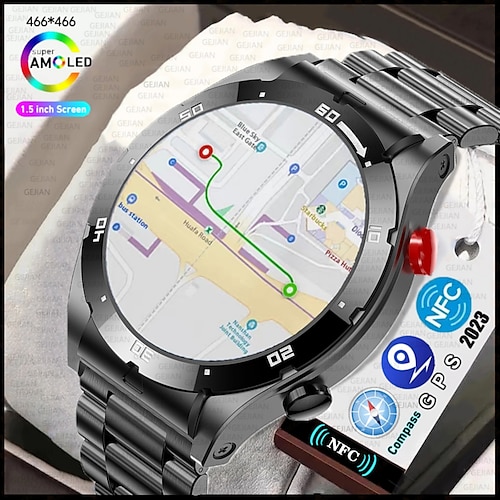 

EX102 Smartwatch für Männer, Bluetooth-Anruf, 24-Stunden-Pulsmesser, SOS, GPS, Sporttrack, Ai-Stimme, Blutdruck-Smartwatch