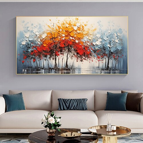 

Handmade Oil Painting Canvas Wall Art Decor Original Autumn Forest Home Decor With Stretched FrameWithout Inner Frame Painting