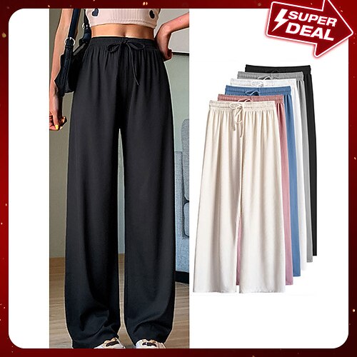 

Per donna A zampa Chino Pantaloni Lunghezza intera cascante Media elasticità Vita normale Streetwear Leggero Esterno Casual Nero Rosa S M Estate Primavera