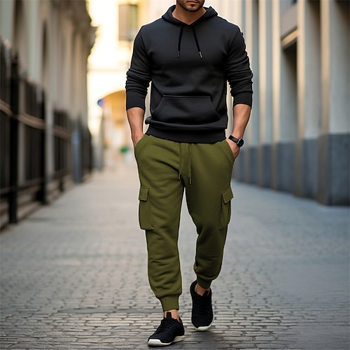 

Herren Jogginghose Trainingshose Hose Hosen Cargo-Jogginghose Kordelzug Elastische Taille Glatt Komfort Atmungsaktiv Outdoor Täglich Strassenmode Stilvoll Brautkleider schlicht Armeegrün Schwarz