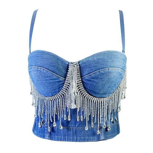 

Sensual Y2K Año 2000 Faja Parte superior del tubo Top tank sujetador push up Top corto con corpiño Chica gótica Mujer Borlas Cosplay Disfraz Carnaval Fiesta Club nocturno Ropa de Fiesta Chalecos