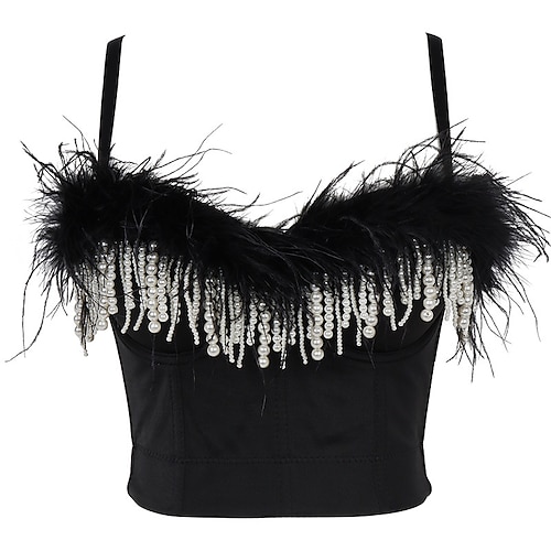 

Sensual Y2K Año 2000 Faja Parte superior del tubo Top tank sujetador push up Top corto con corpiño Chica gótica Mujer Pluma Perla Cosplay Disfraz Carnaval Fiesta Club nocturno Ropa de Fiesta Chalecos