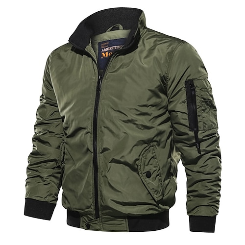 

Hombre Chaqueta al aire libre Chaqueta de bombardero Exterior Ropa Cotidiana Templado Otoño Invierno Plano Moda Ropa de calle Diseño Regular Negro Azul Piscina Verde Ejército Chaquetas