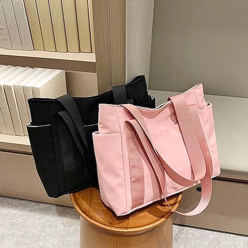 

Mulheres Bolsa de Mão Sacola de Viagem Bolsa de ombro Tela de pintura Ao ar livre Compras Diário Grande Capacidade Côr Sólida Preto Rosa claro Vermelho