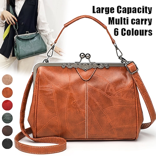 

Mulheres Bolsa de Mão Bolsa crossbody Bolsa de ombro Bolsa Hobo Couro PU Festa Diário Feriado Botões Grande Capacidade Durável Transporte múltiplo Côr Sólida Castanho avermelhado Preto Vermelho