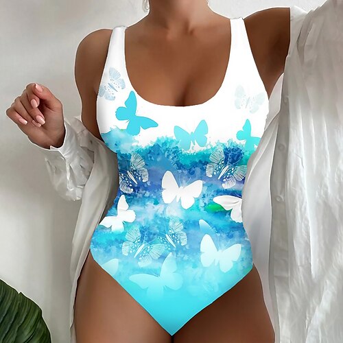 

Maillots de Bain Une pièce Maillot de bain Femme Imprimé Papillon Normal Body Maillots de bain Sportif Tenues de plage Eté