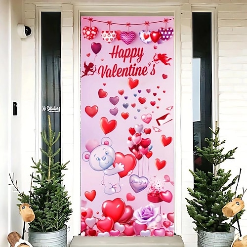 

Bonne Saint-Valentin porte couvre porte tapisserie porte rideau décoration toile de fond porte bannière pour porte d'entrée ferme vacances fête décoration fournitures