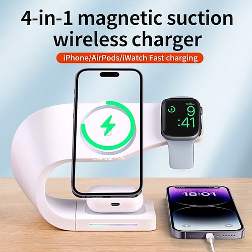 

Support de chargeur magnétique sans fil 15w, station de charge rapide universelle à induction pour iphone 15 14 13 12 watchs1-7 se airpods