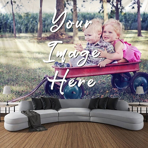 

Customized Hanging Tapestry with Your Photo Wall Art Mural Decor Photograph Backdrop Home Bedroom Living Room Decoration (suggest photo definition 3Mo or above)