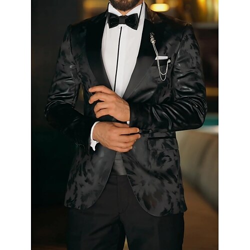 

Costume Homme Mariage Ensemble 2 pièces Noir Avec motifs Coupe Sur-Mesure Droit un bouton 2023