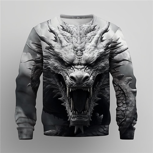 

Graphic Tier Herren Modisch 3D-Druck Pullover Sweatshirt Festtage Urlaub Ausgehen Sweatshirts Blau Purpur Langarm Rundhalsausschnitt Bedruckt Frühling Herbst Designer Kapuzenpullover