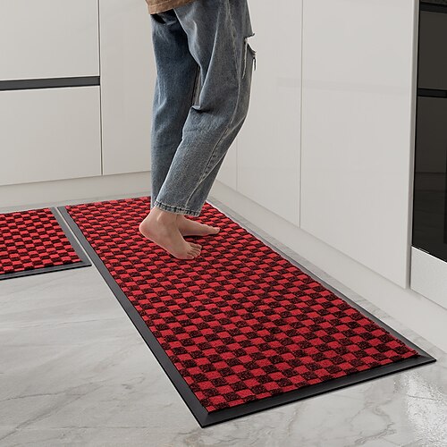 

Alfombra de cocina geométrica, alfombra antideslizante a prueba de aceite, almohadilla antifatiga gruesa, almohadilla para pies amortiguada, almohadilla de suelo de PVC, almohadilla gruesa para suelo