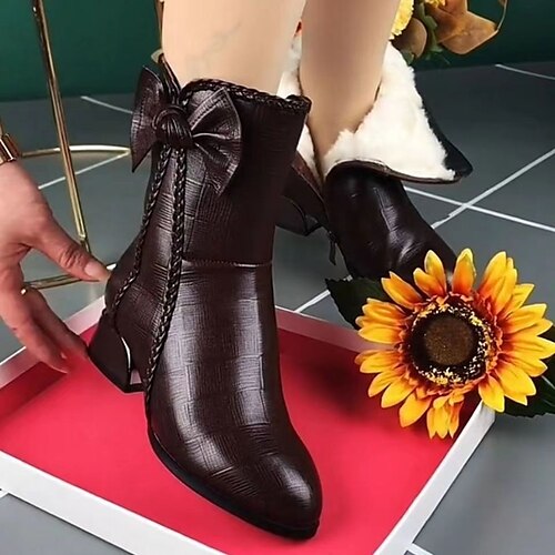 

Women's Boots Snow Boots Winter Boots Outdoor Daily Solid Color Fleece Lined Booties Ankle Boots Winter Lace-up Flat Heel Round Toe Sporty Casual Comfort Suede Zipper Black Red