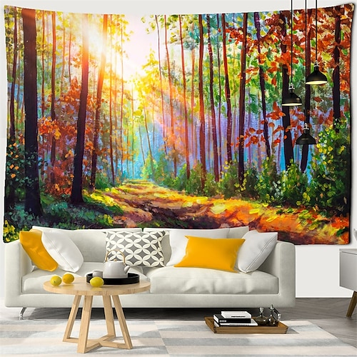 

Tapiz colgante de arco iris de bosque, arte de pared, tapiz grande, decoración mural, fotografía, telón de fondo, manta, cortina, decoración para el hogar, dormitorio y sala de estar