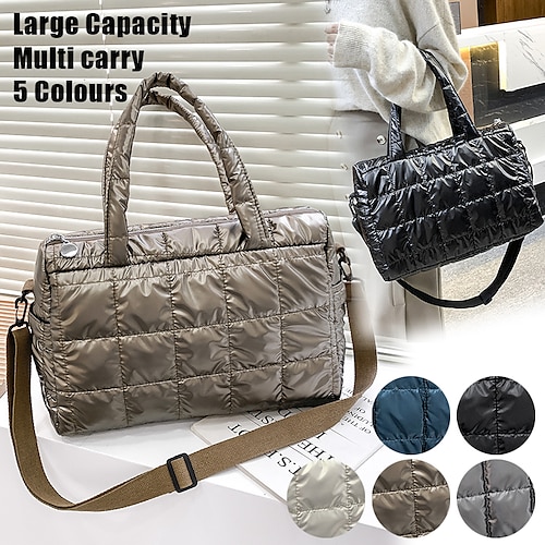 

Women's Handbag Crossbody Bag Shoulder Bag Gym Bag Duffle Bag Boston Bag Polyester Outdoor Shopping Daily Zipper Large Capacity Lightweight Durable Solid Color Quilted Black White Champagne