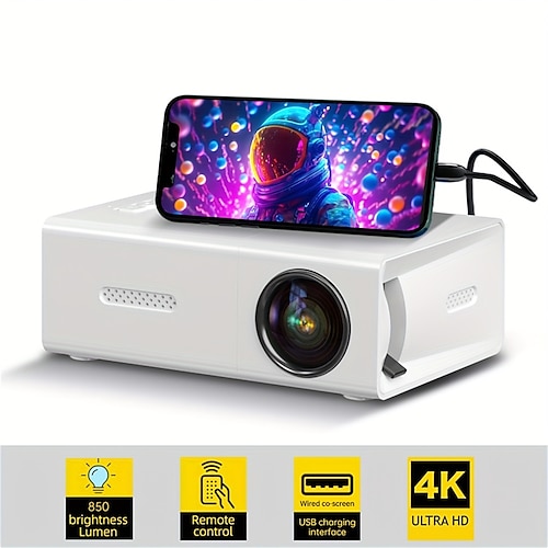 

M100 Mini Mini Projector Home LED Portable 3D Projector HD LED Projector Video Projector for Home Theater 320x240 20 lm Compatible with HDMI USB