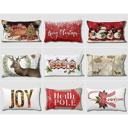 

Oreiller lombaire de noël, housse de coussin décorative de noël, 1 pièce, taie d'oreiller douce pour chambre à coucher, salon, canapé, chaise