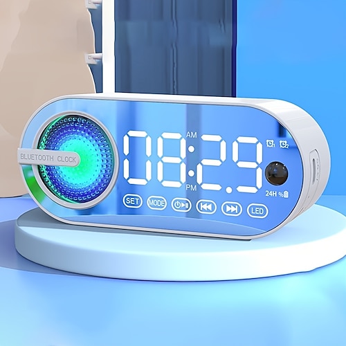 

haut-parleur sans fil petite stéréo avec horloge et réveil avec détection du corps humain maison extérieure portable mini volume élevé petit caisson de basses en surpoids surround 3D carte de bagage à