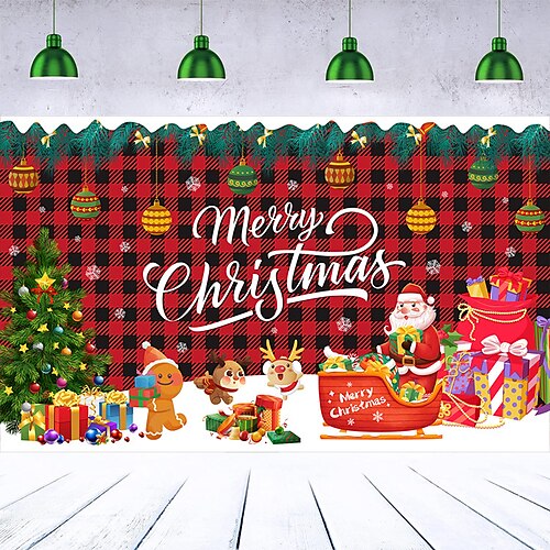 

1PCs Christmas Party Background Cloth Christmas Party Wall Decoration Banner