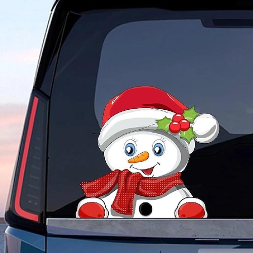 

Christmas Peeking Sticker, Cute Santa Claus Reindeer Snowman Window Clings Decals For Car Window Bumper Stickers Christmas Car Accessory Decorations