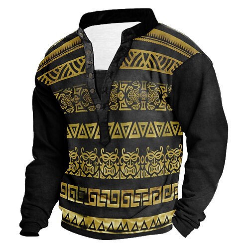 

Hombre Sudadera Marrón Cuello Mao Henley Colorido Estampado 3D Casual Impresión 3D Estampado 3D Casual Primavera Otoño invierno Ropa Sudaderas con capucha Sudaderas