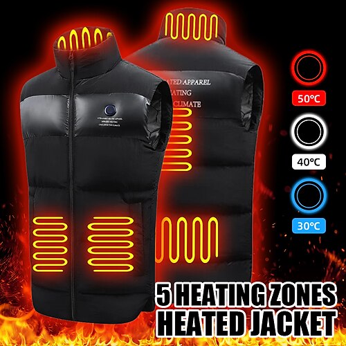 

Beheizte Jacke mit 5 Heizzonen, Graphen-Heizweste, USB-Smart-Heizweste, waschbare, dicke Thermojacke für Männer und Frauen, beheizte Kleidung