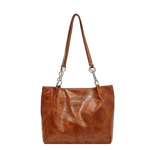 

Femme Sac d'épaule faux cuir du quotidien Vacances Fermeture Grande Capacité Poids Léger Couleur unie Noir Marron Beige