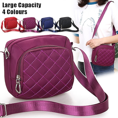 

Mujer Bolso bandolera Bolsa de hombro Bolsa de vagabundo Paño Oxford Exterior Diario Festivos Cremallera Gran Capacidad Impermeable Ligero Color sólido Acolchado Púrpura Cscuro Negro Rojo