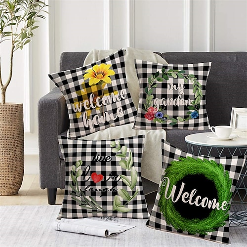 

Floral Wreath Decorative Toss Pillows Cover 1PC Soft Square Cushion Case Pillowcase for Bedroom Livingroom Sofa Couch Chair