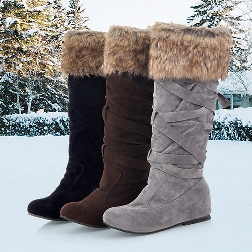 

Damen Stiefel Schneestiefel Übergrössen Winterstiefel Outdoor Täglich Innenfutter aus Fleece Kniehohe Stiefel Schnürsenkel Versteckte Ferse Runde Zehe Vintage Brautkleider schlicht Minimalismus