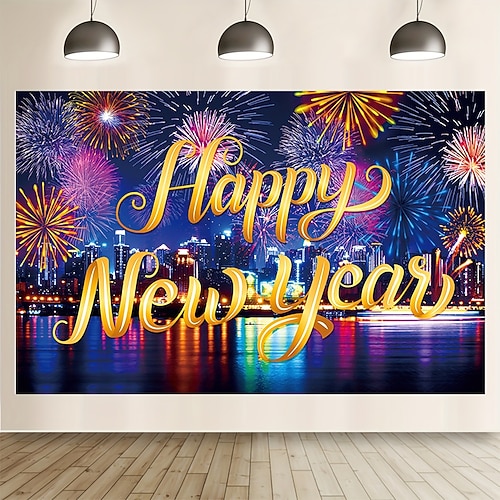 

2024 feliz año nuevo arte de la pared lienzo feliz año nuevo decoración impresiones y carteles imágenes pintura decorativa de tela para decoración del hogar sin marco