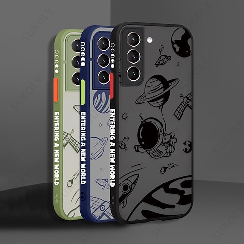 

telefone Capinha Para Samsung Galaxy S23 S22 S21 S20 Ultra Plus FE A54 A53 A52 Capa traseira Translúcido Astronauta TPU Acrílico