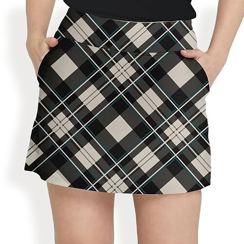 

Mujer Falda de tenis falda de golf Transpirable Secado rápido Dispersor de humedad Ropa de tenis Ropa de golf Ajuste regular 2 en 1 Bolsillo para tee de golf Plaid Verano Tenis Golf pepinillo