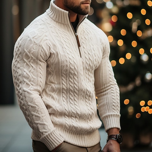 

Per uomo Pullover Maglione Maglioni di Natale Cavi Maglia Standard Lavorato a maglia Chiusura lampo quarto Liscio Colletto alla coreana Contemporaneo moderno Ufficio Da tutti i giorni Abbigliamento